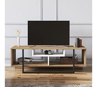 DECOROTIKA Asal Meuble TV Moderne 120 cm avec Rangement - Support TV Design pour téléviseurs jusqu'à 55'' - Noir et Blanc