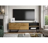 DECOROTIKA Densasse Meuble TV avec Deux Étagères et Armoires - Noir/Bois