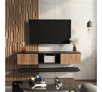 DECOROTIKA Elia Meuble TV Mural Flottant avec Étagère Murale Incluse - Noir