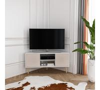 DECOROTIKA Lesson Meuble TV Moderne 120 cm avec Rangement (Beige et Blanc)