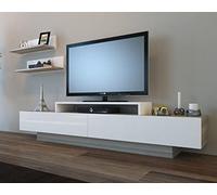 DECOROTIKA Lusi Meuble TV Moderne avec étagères murales pour Salon, Chambre à Coucher, Meuble TV pour téléviseurs jusqu'à 71" Cordoue et Blanc
