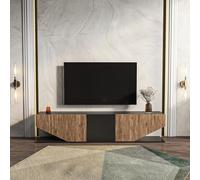 DECOROTIKA Meuble TV 180 cm Noir Effet Alina - Support TV Moderne avec Rangement