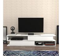 DECOROTIKA Meuble TV Cortez 160 cm avec 2 armoires et 2 niches - Blanc