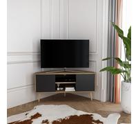 DECOROTIKA Meuble TV d’Angle Moderne 120 cm avec Rangement, Banc TV Coin Style Scandinave pour Salon, Compatible TV Jusqu’à 55 Pouces - Noyer Noir