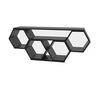 DECOROTIKA Miel Console multimédia et Support TV, Bois d'ingénierie, Effet marbre Noir, 140cm W x 55,5cm H x 30cm D
