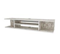 DECOROTIKA Pivot Meuble TV Mural 120 cm, Meuble TV Suspendu en Bois, Effet marbre Blanc, Rangement multimédia pour Salon