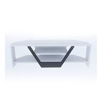 DECOROTIKA Sares Meuble TV d'angle Moderne avec étagères de Rangement Ouvertes pour Salon, Chambre à Coucher, Meuble de Divertissement - Blanc et Noir