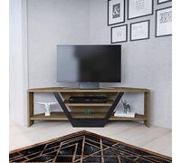 DECOROTIKA Sares Meuble TV d'angle Moderne avec étagères de Rangement Ouvertes pour Salon, Chambre à Coucher, Meuble TV - Oud et Noir