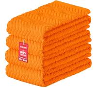 DecorRack Lot de 4 Grandes Serviettes de Cuisine, 100% Coton, 38 x 65 cm, Absorbant, Parfait pour la Cuisine, Serviettes à Main de Couleur Unie, Orange brûlé