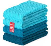 DecorRack Lot de 4 grands torchons de cuisine, 100 % coton, 38,1 x 63,5 cm, chiffons absorbants pour la vaisselle, parfaits pour la cuisine, essuie-mains de couleur unie, turquoise