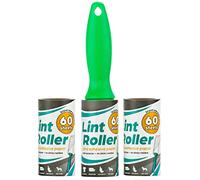 DecorRack Rouleau Anti Peluche (180 Feuilles) - Brosse Adhésive Poils Animaux & Chat - Rouleau Adhésif Vêtement Extra Fort - Lint Roller avec 2 Recharges (Lot de 3)