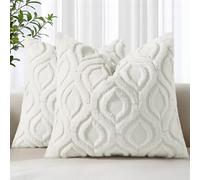 decorUhome Lot de 2 Housses de Coussin carrées décoratives en Fausse Fourrure de Style bohème Neutre pour canapé, 55 x 55 cm, Blanc crème