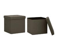 Decoshop26 Lot de 2 tabourets de rangement - Marron