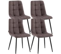 decoshop26 Lot de 4 chaises Antibes tissu marron