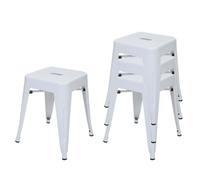 Decoshop26 Lot de 4 tabourets bas métal - Blanc