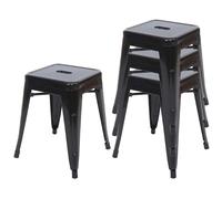 Decoshop26 Lot de 4 tabourets bas - Noir