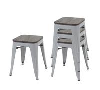Decoshop26 Lot de 4 tabourets métal - Bois