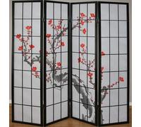Décoshop26 Paravent 4 Panneaux Japonais en Bois Noir 176x175cm PAR06014