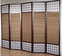 Décoshop26 Paravent 5 Panneaux Marron en Bois et Bambou 220x175 cm PAR06011