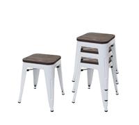 Decoshop26 Tabourets de cuisine industriel lot de 4 - Blanc