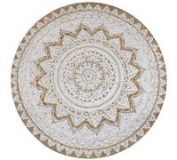 decoshop26 Tapis Jute Tressé Imprimé - Rond 90 cm