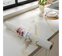 Decotalk Film Adhesif Pour Meuble Plan de Travail Blanc Avec Or 81X300cm Papier Peint Adhesif Mural Marbre Blanc Imperméable Credence Adhesive Cuisine Salle de Bain Lavable Décoratif Stickers Meuble