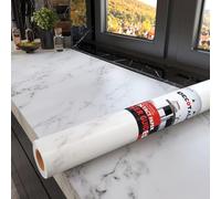 Decotalk Revêtement Plan De Travail Adhésif Marbre Blanc 40X500cm Papier Peint Blanc Autocollant Rouleau Adhesif Pour Meuble Stickers Cuisine Mural Imperméable Pour Cuisines Salles De Bains Meuble