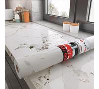 Decotalk Revêtement Plan de Travail Adhésif Marbre Blanc 81X500cm Papier Adhésif pour Meuble Blanc Papier Peint Marbre Salle de Bain Imperméable Vinyle Film Adhesif pour Cuisine Salon Porte Murs Table
