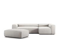 Decotique Grand Canapé 4 Places Méridienne Extrémité Ouverte avec Repose-pieds Droite Moonwhite