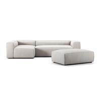Decotique Grand Canapé 4 Places Méridienne Extrémité Ouverte avec Repose-pieds Gauche Moonwhite