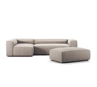 Decotique Grand Canapé 4 Places Méridienne Extrémité Ouverte avec Repose-pieds Gauche Sandshell/Beige