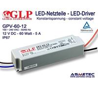 Découpage GLP GPV de 60-12, 12 V DC, 60 W, IP67, certifié TÜV