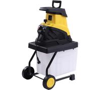Découpe-branches électrique - Broyeur de bois et de branches - Pour le traitement des déchets de jardin - Moteur puissant de 2500W - Épaisseur de coupe de 45 mm - Couleur : noir et jaune