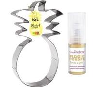Découpoir à pâtisserie inox XXL Ananas + 1 poudre alimentaire irisée dorée Multicolore G