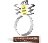 Découpoir à pâtisserie inox XXL Ananas + 1 Stylo chocolat - ScrapCooking Multicolore G