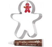 Découpoir à pâtisserie inox XXL Bonhomme en pain d'épice + 1 Stylo chocolat Multicolore G