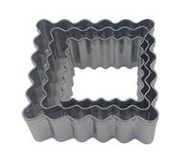 patisse 13707 - Assortiment de 3 découpoirs carrés et dentelés à biscuits type gâteaux petit beurre - inox - 3 tailles : 3.5cm/4.5cm/5.5cm