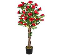 Decovego Rosier Rose Plante Artificiel Floraisons Rouge 120cm Bois