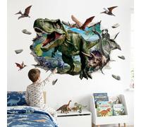 DECOWALL Autocollants Muraux 3D Dinosaure - Décoration Murale T-Rex et Scène Jurassique pour Chambre Enfant, Salle de Jeux, Bureau - Autocollants Faciles à Poser (SG2-2515)