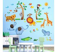 Decowall DW-1206 Animaux Sauvages de la Jungle Autocollants Muraux Mural Stickers Chambre Enfants Bébé Garderie Salon