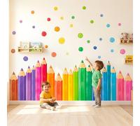 DECOWALL Grands autocollants de crayons de couleur pour mur, stickers muraux géants arc-en-ciel pour chambre d'enfant, crèche, salle de classe, salle de jeux (SG4-2522)