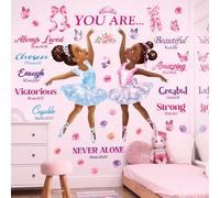 DECOWALL SG2-2319 Stickers muraux motif ballerine magique avec citations inspirantes papillon pour chambre de fille, chambre de bébé, décoration d'intérieur