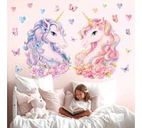 DECOWALL SG2-2412 Grands Stickers Muraux Licorne Enfants Decoration Chambre Fille Deco Autocollant Mural Chambre Enfants Bébé Pépinière