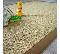 Decoweb Tapis Jonc de mer - Varana Panama - Ganse Coton Brun - 160 x 230 cm