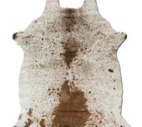Decoweb Tapis Peau de bête - Imitation Vache tachetée Claire - Marron et Blanc - 150 x 210 cm