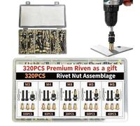D'écrous À Rivets - 320 Pièces D'outils Automobiles Filetés En Acier Au | Ensemble D'outils D'écrou De Rivet De Voiture-pour La Rénovation De Meubles, Projets De Fixation Métallique D'armoire Électri