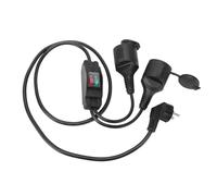 Decumeby Câble D'extension Extérieur 1,6 M IP44 Double Prises avec Interrupteur pour Jardin et Bureau, Noir, 16 A, Design Peu Encombrant (Prise UE)