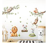 Decvictor Stickers Muraux Enfants Jungle Animaux Autocollant Mural Safari Lion Singe Paresseux Decoration Chambre Bebe Le Salon Pépinière Mur