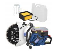 DEDRA DED8836 Coupe-béton à essence, asphalte et métal 350 mm 3,5 kW Moteur 2 temps avec refroidissement à eau, refroidissement à air et protection contre la poussière, double filtre à air, soupape