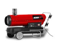 DEDRA DED9956TK Chauffe-huile 50 kW avec évacuation des gaz d'échappement, thermostat à roues, réservoir rouge, réservoir 69 L, DEDRA DED9956TK, affichage de la température cible et ambiante, avec